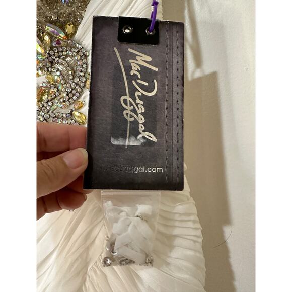 Mac Duggal Bustier Gown White Beaded Embellishments Size 10 NWT 64330 Wedding - Picture 16 of 16